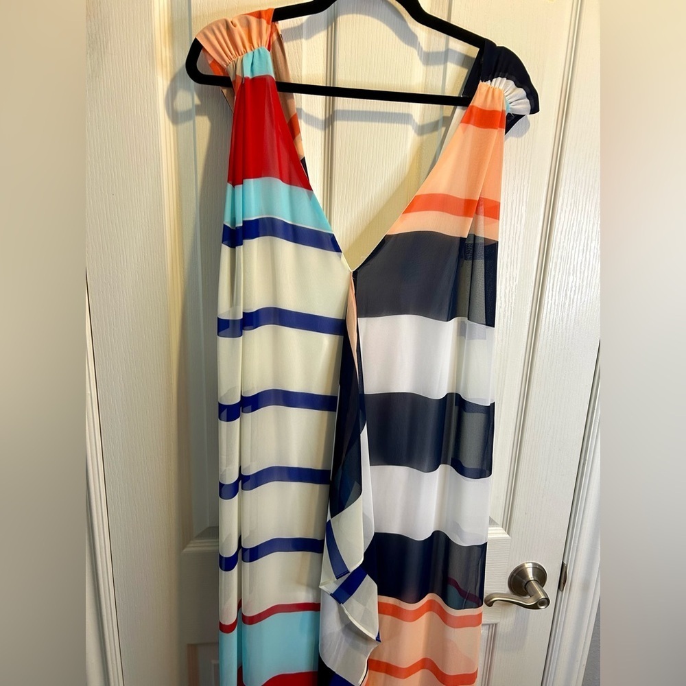 🩵❤️”Lane Bryant” Nautical Inspired Maxi Sundress Flowy Fully Lined Size 20❤️🩵 - Picture 4 of 9